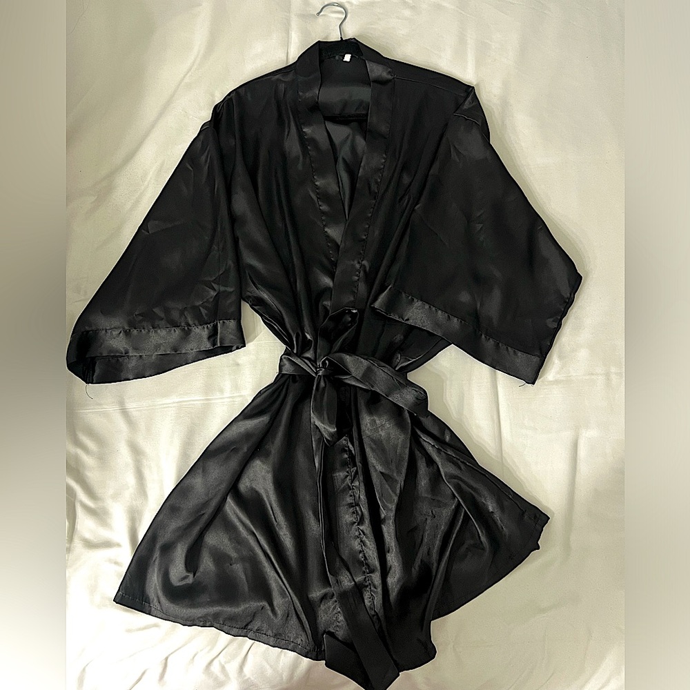 Black Silk Robe Size Medium